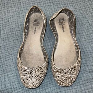 Mini Melissa Glittering Silver Jelly Shoes